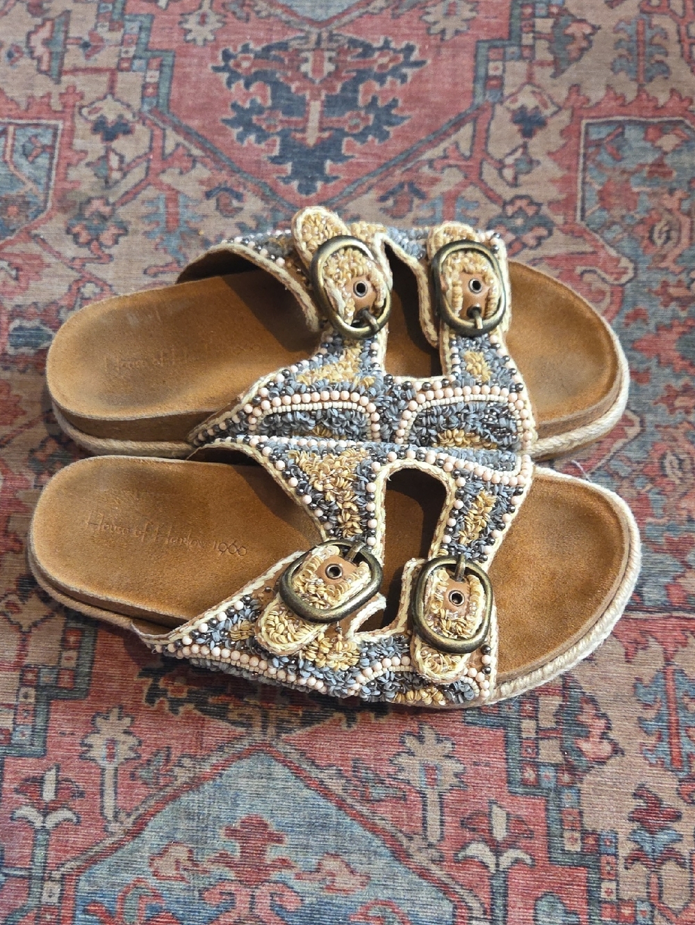 House of Harlow 1960 beaded sandals Size 8